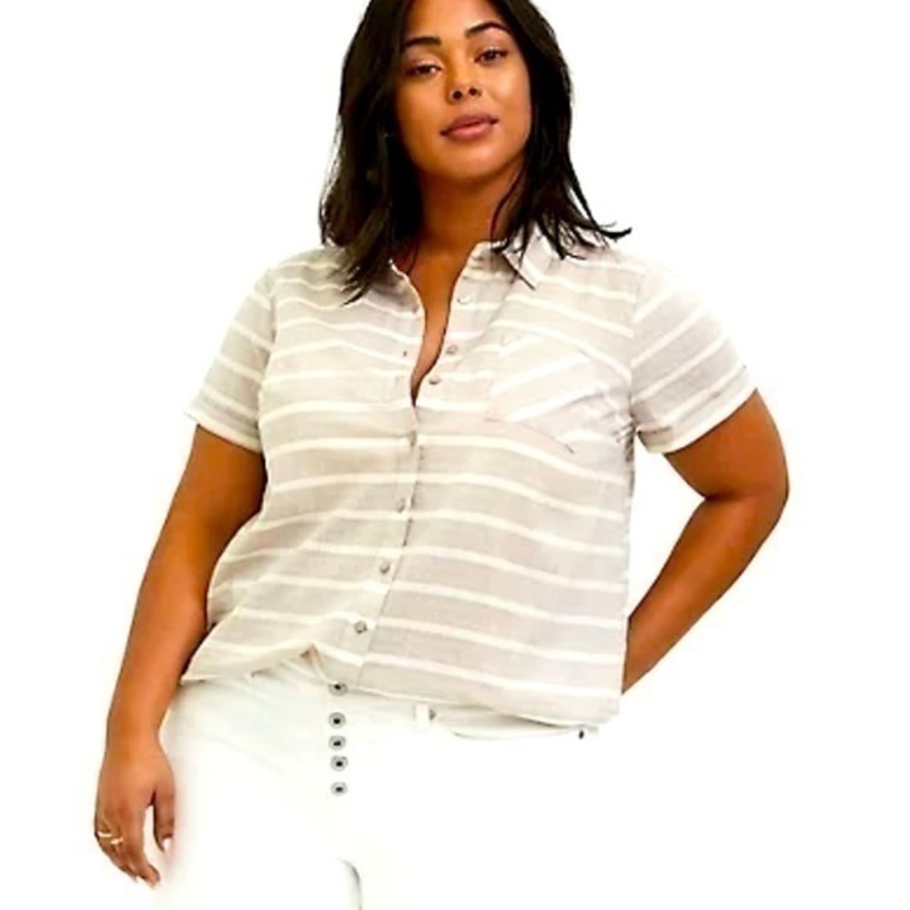 Torrid Textured Woven Button Front Top